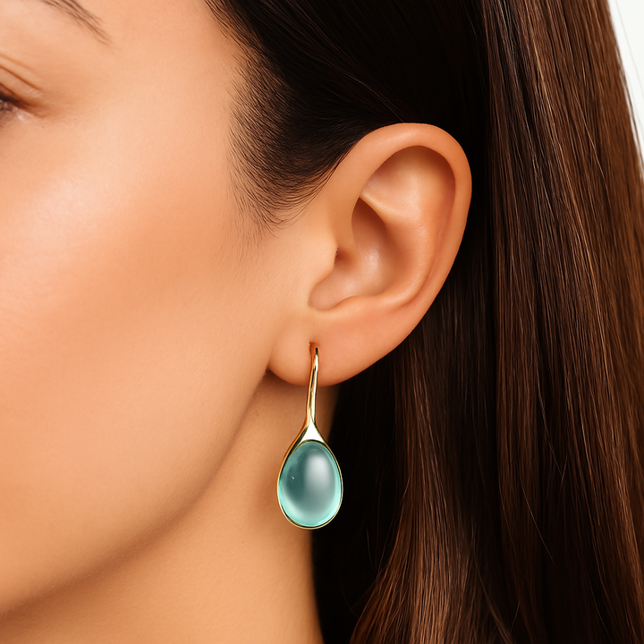 Pendientes de cristal dorados y plateados