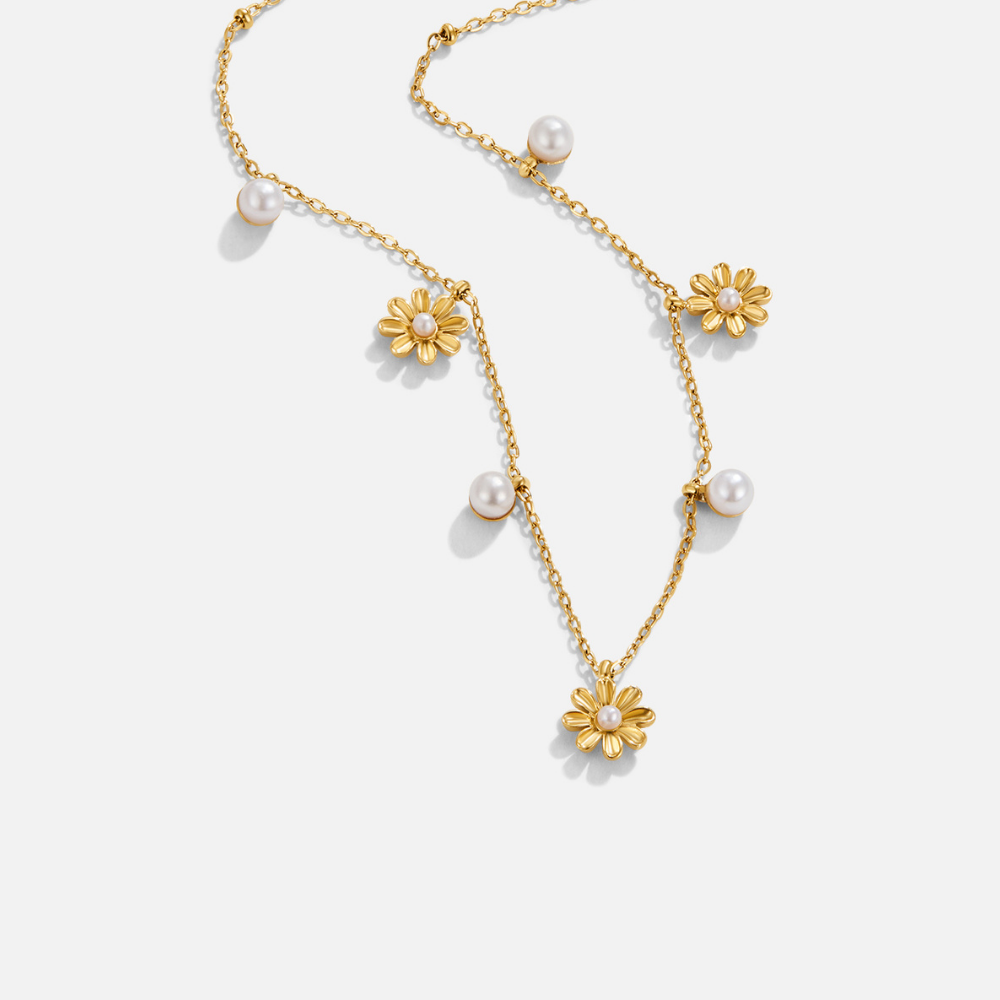 Collar Otoño con flores y perlas