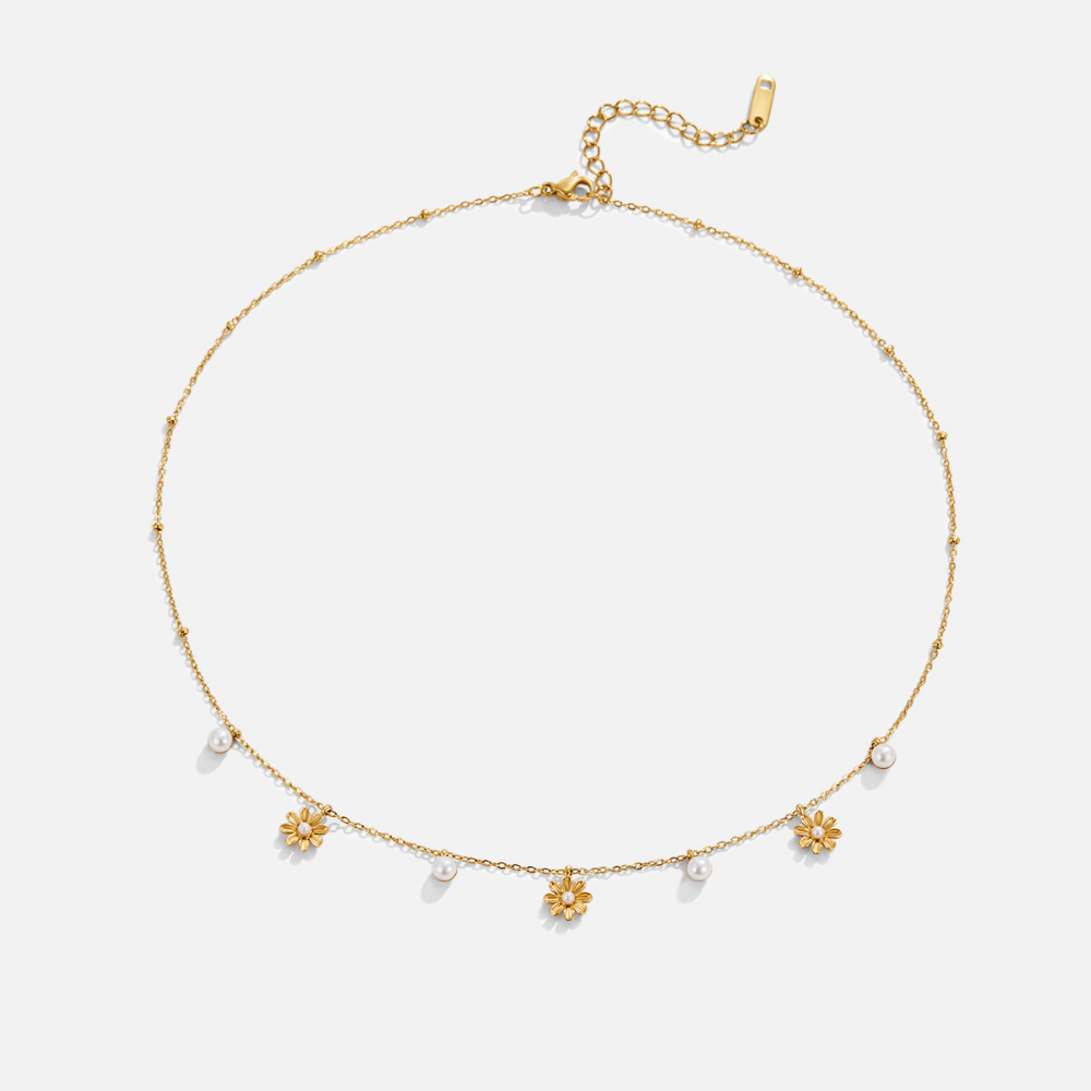 Collar Otoño con flores y perlas