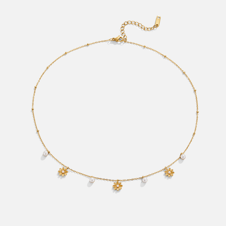 Collar Otoño con flores y perlas
