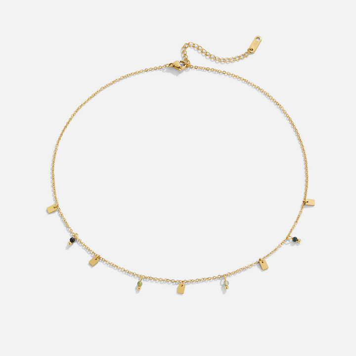 Collar dorado Tara con gota cuadrada