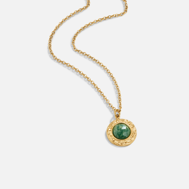 Collar medalla de aventurina verde