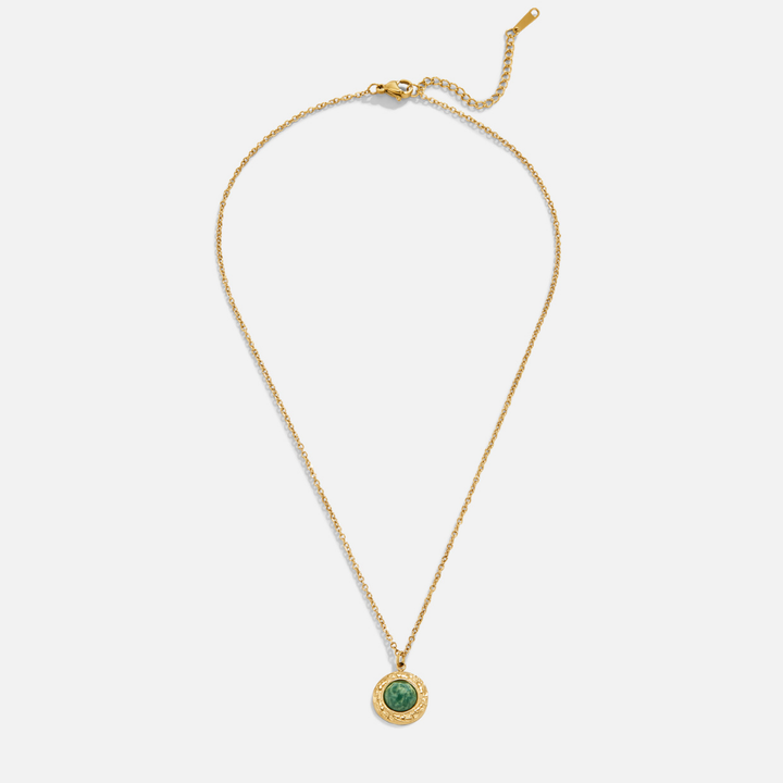 Collar medalla de aventurina verde