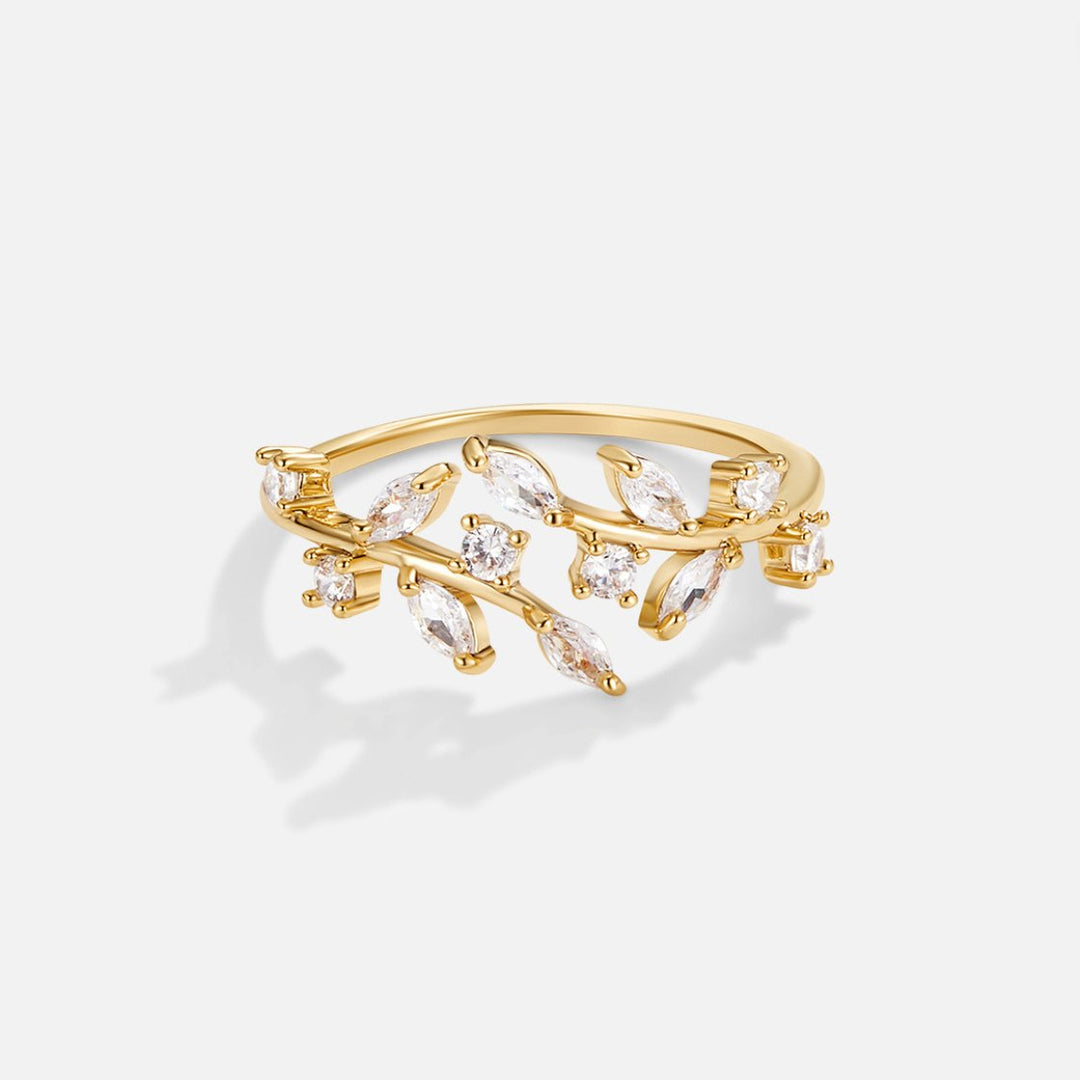 Anillo 18K oro cristales