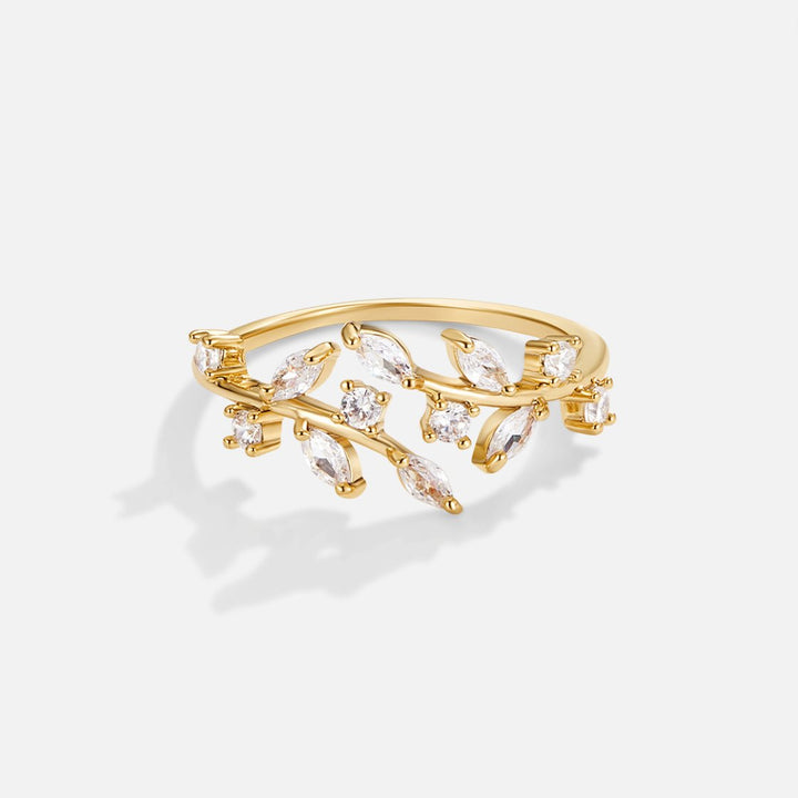 Anillo 18K oro cristales