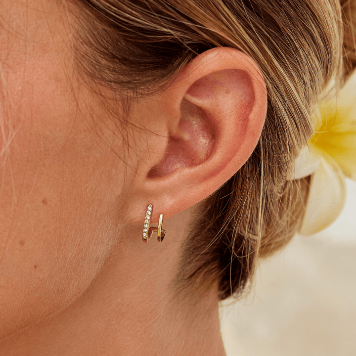 Pendientes de aro dorados 18K con cristales
