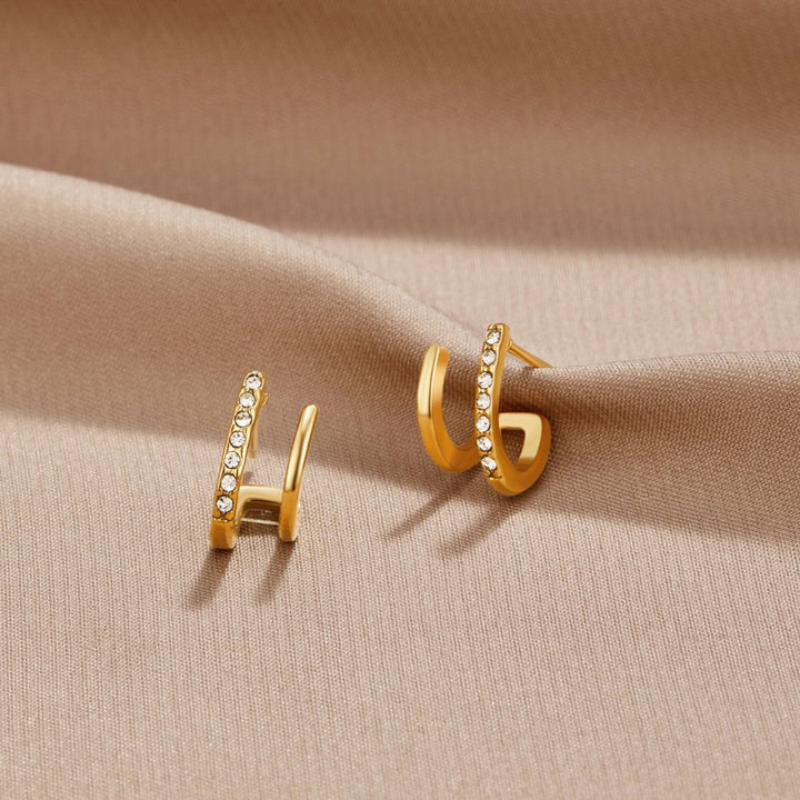 Pendientes de aro dorados 18K con cristales