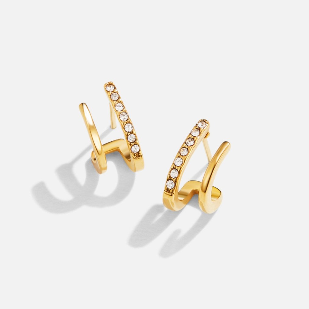 Pendientes de aro dorados 18K con cristales