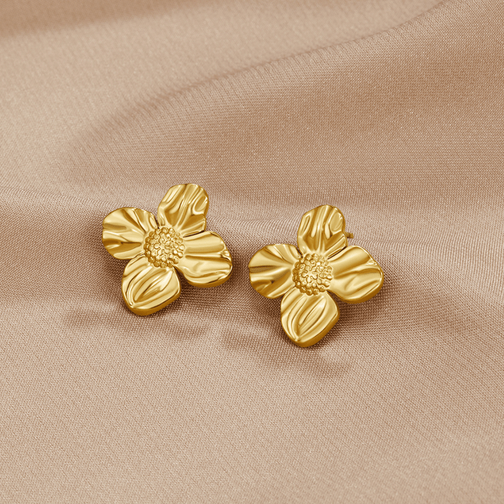 Pendientes florales dorados 18K