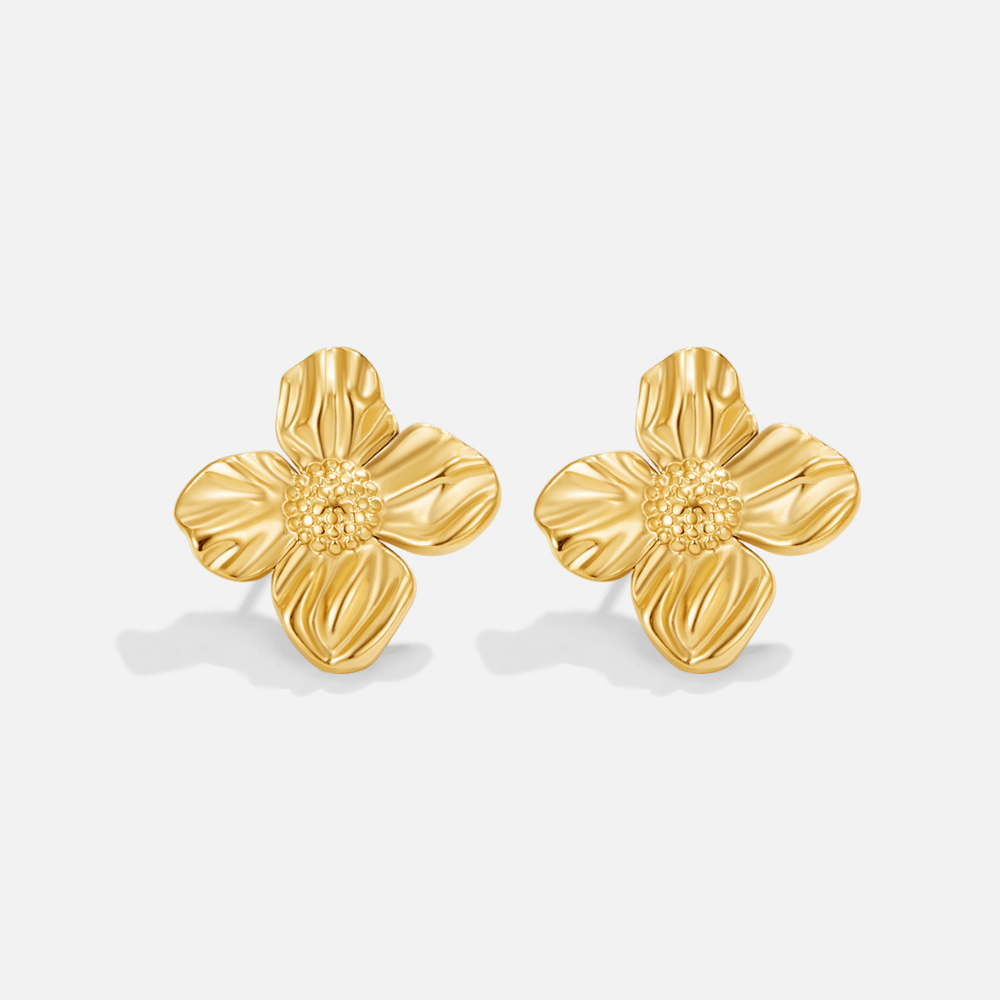 Pendientes florales dorados 18K