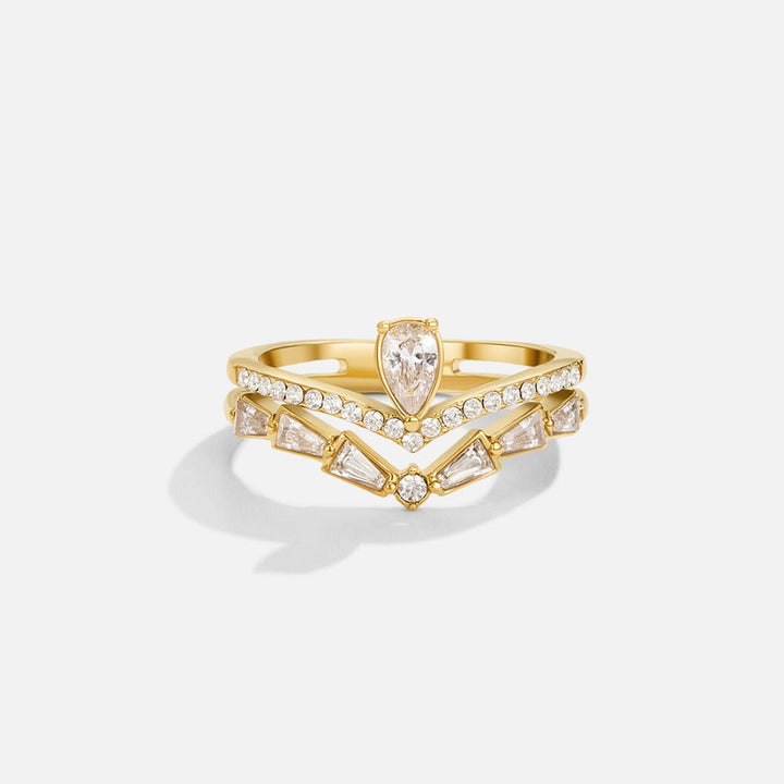 Anillo 18K dorado Lilly cristal