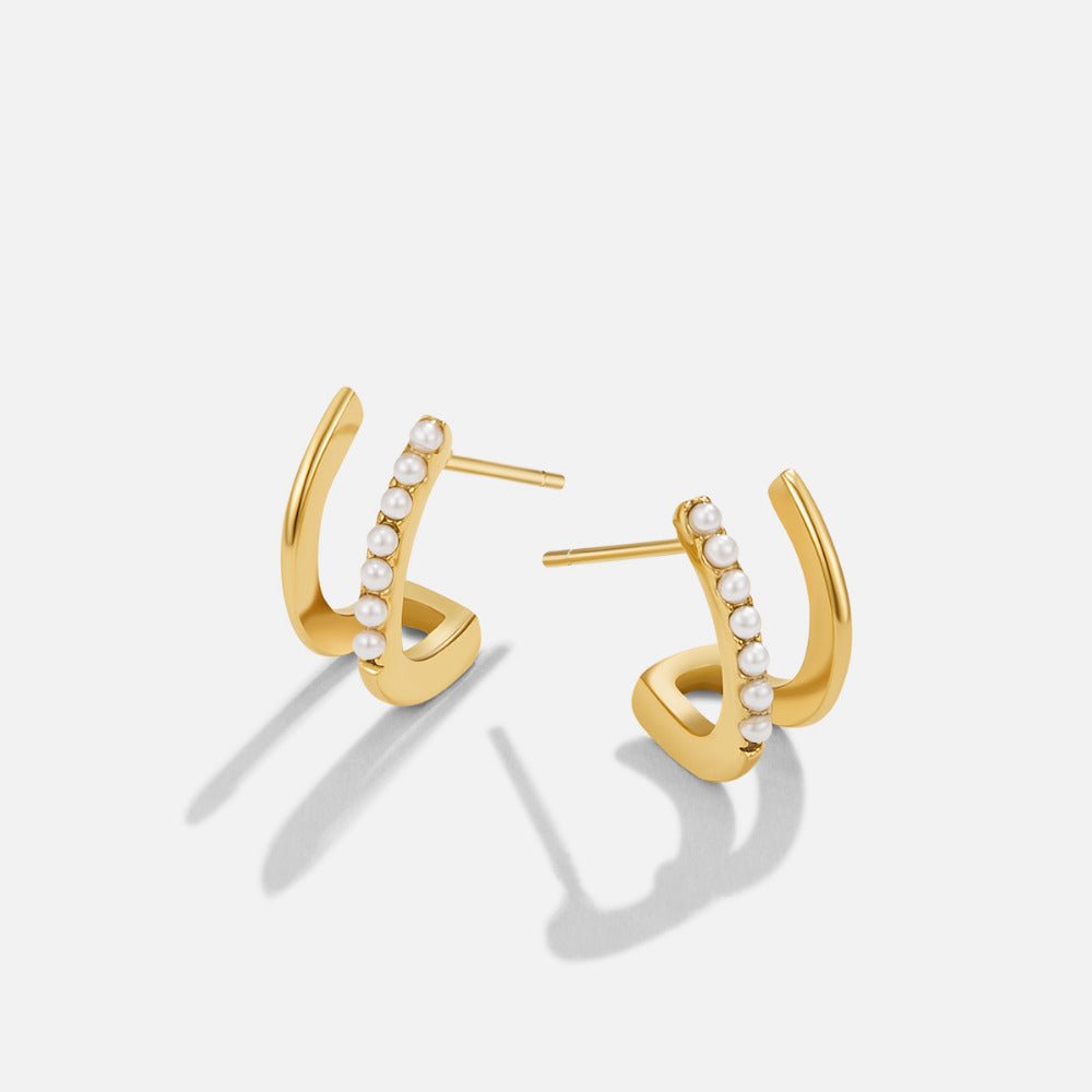 Pendientes dorados 18K con perlas