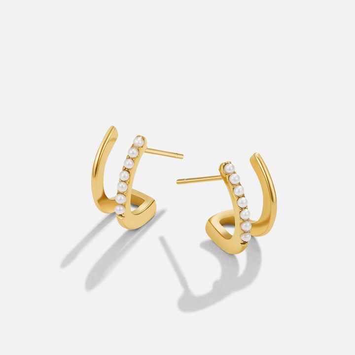Pendientes dorados 18K con perlas