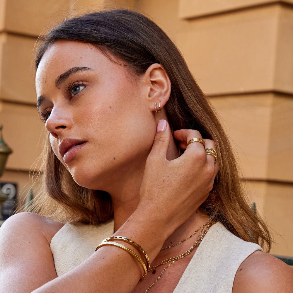 Pendientes dorados 18K con perlas