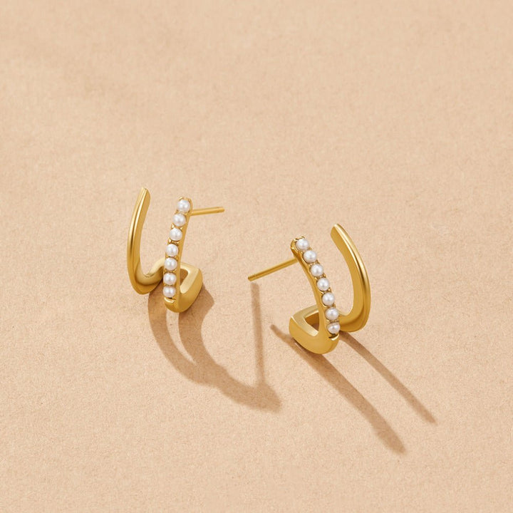 Pendientes dorados 18K con perlas