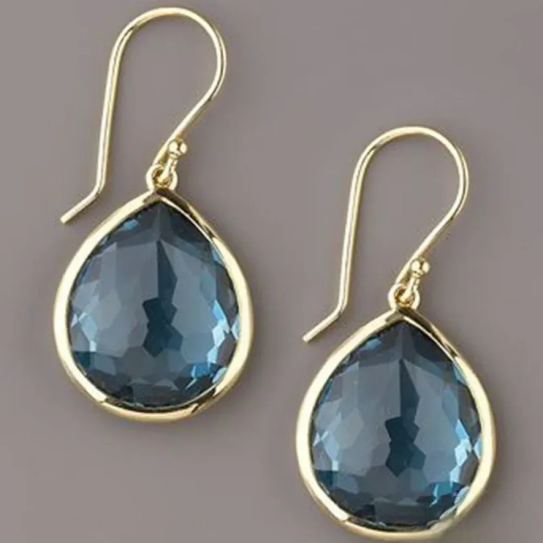 Pendientes rétro azules de cristal