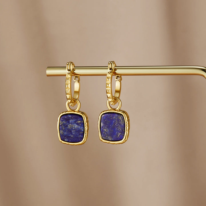 Pendientes de aro Astoria de piedra azul