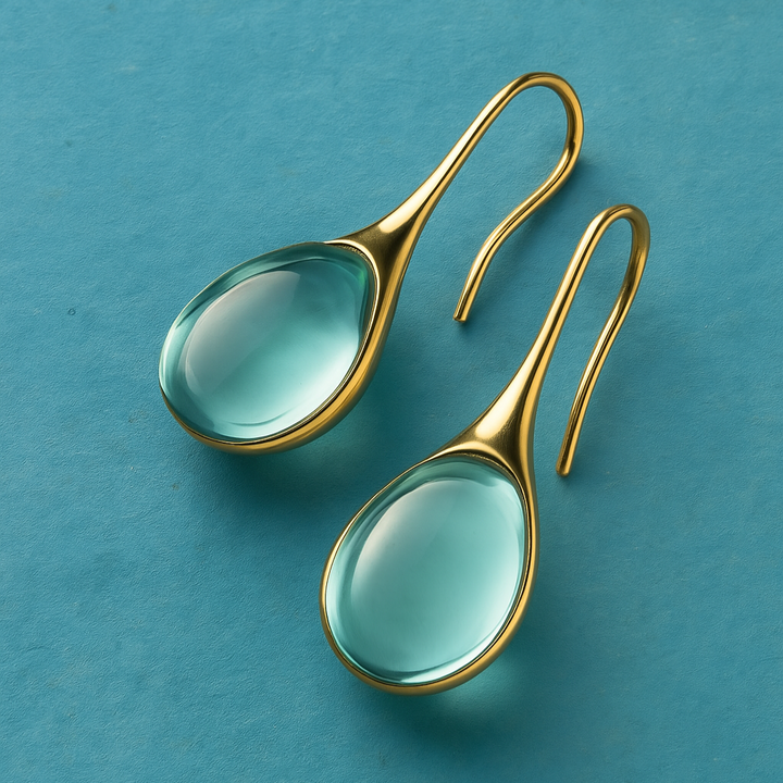 Pendientes de cristal dorados y plateados