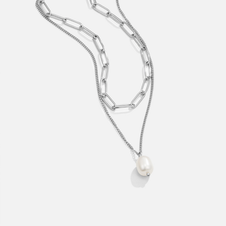 Collar plateado Angela Pearl