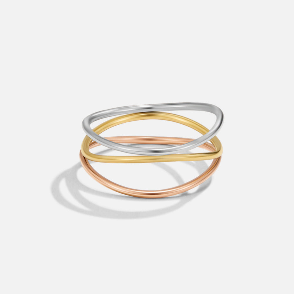 Anillo Ayla tres colores texturizado