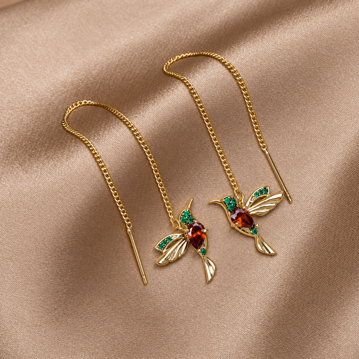 Pendientes colibri de cristal