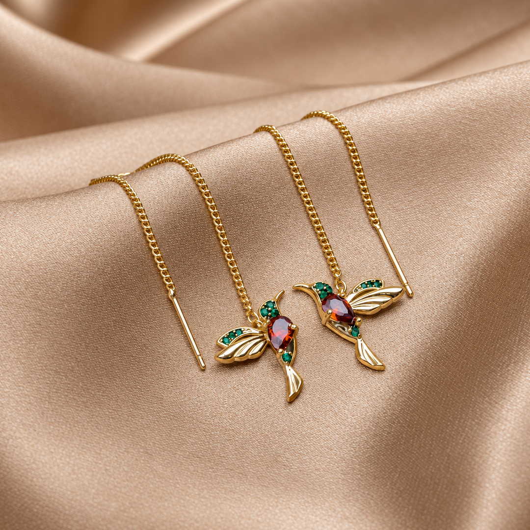 Pendientes colibri de cristal
