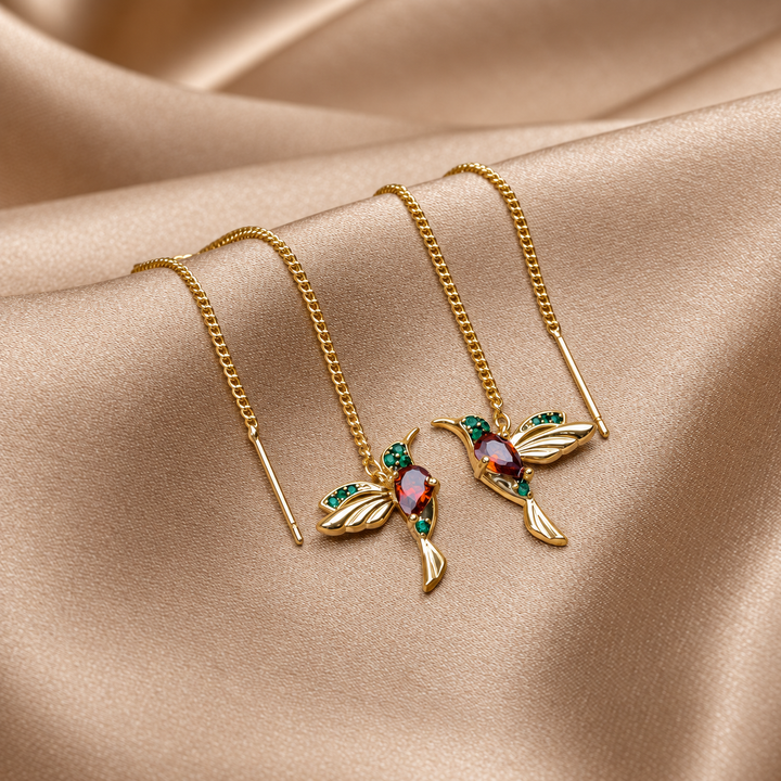 Pendientes colibri de cristal