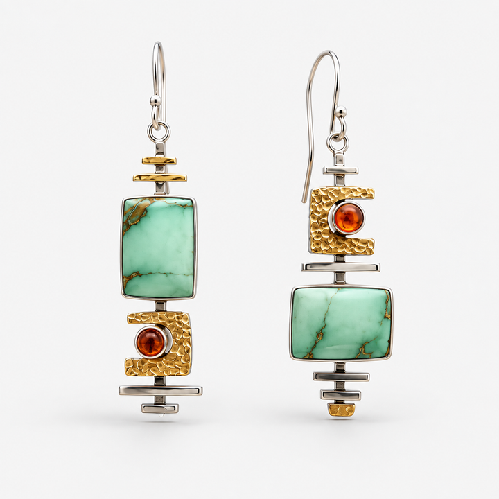 Pendientes de piedra natural en metales mixtos