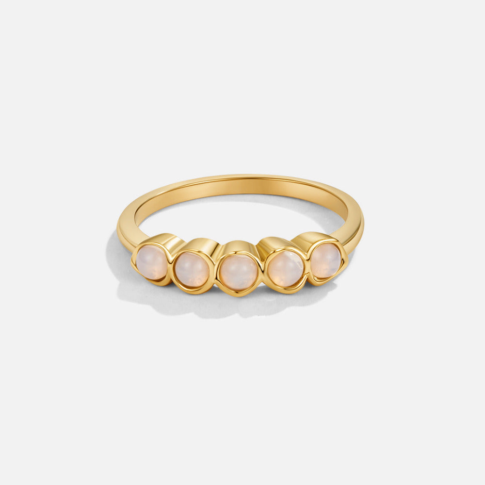 Anillo dorado piedra luna piedra eternidad