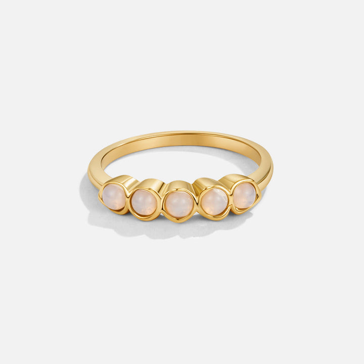 Anillo dorado piedra luna piedra eternidad