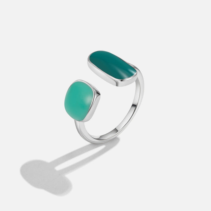 Anillo verde sauce plateado