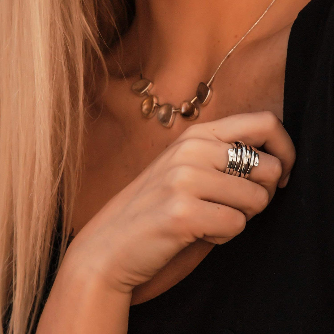 Anillo Bliss vintage ancho plateado