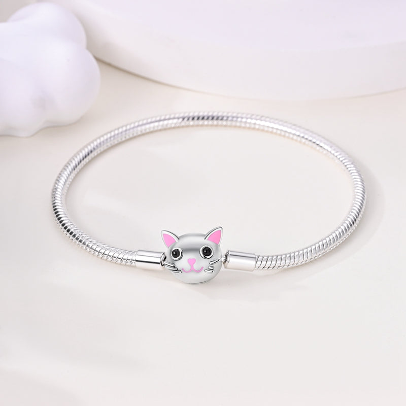 Pulsera con encanto de cabeza de gato