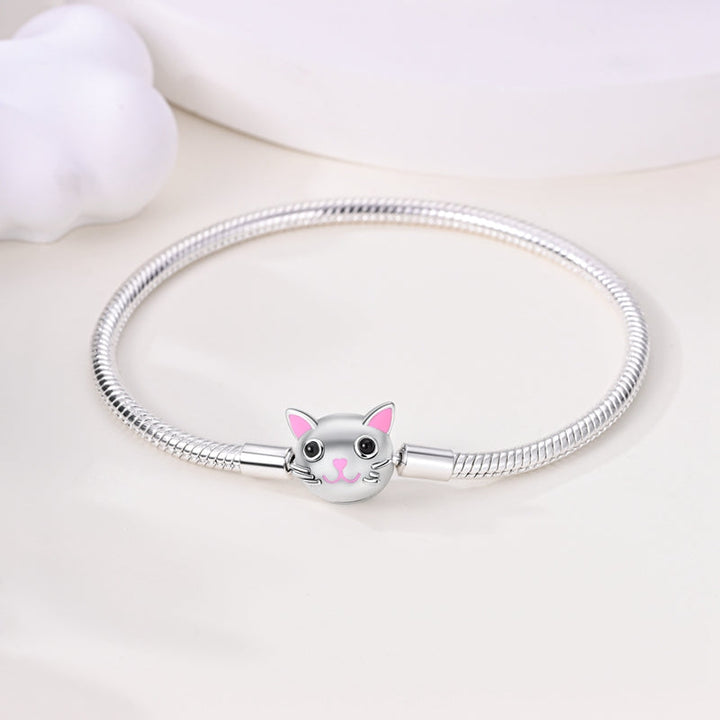 Pulsera con encanto de cabeza de gato