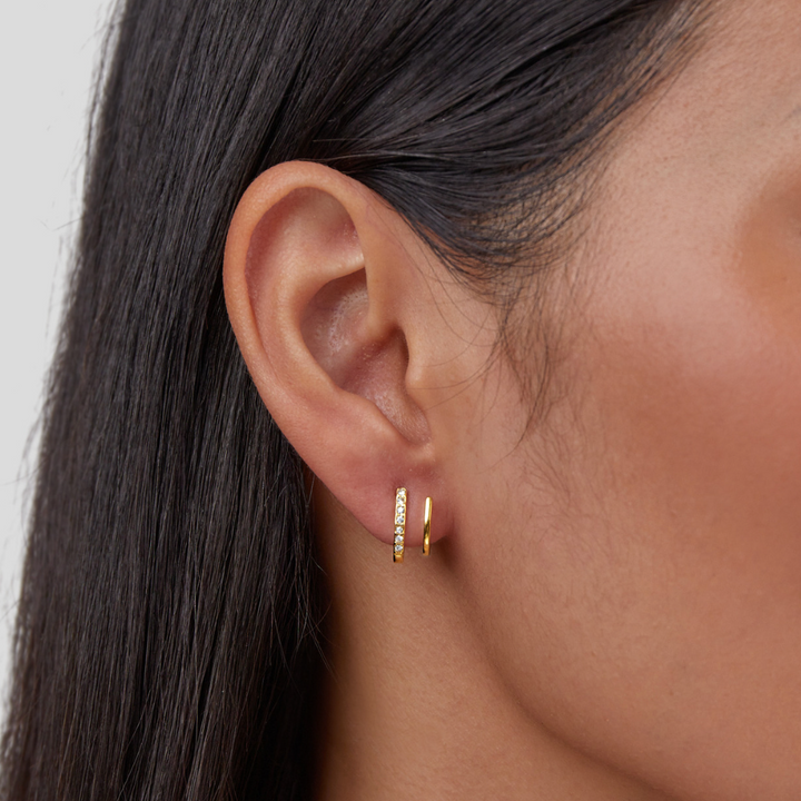Pendientes de aro dorados 18K con cristales