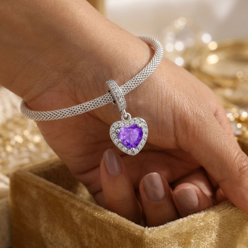 Colgante de corazón morado