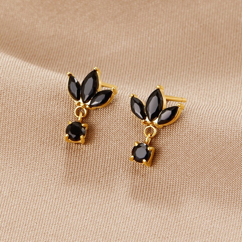 Pendientes Amara flor de cristal negro