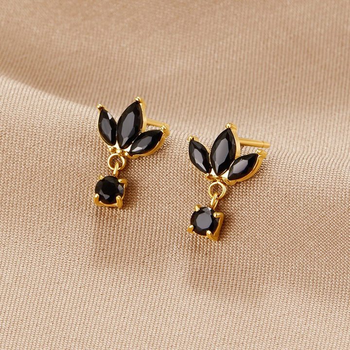 Pendientes Amara flor de cristal negro