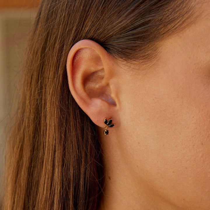 Pendientes Amara flor de cristal negro