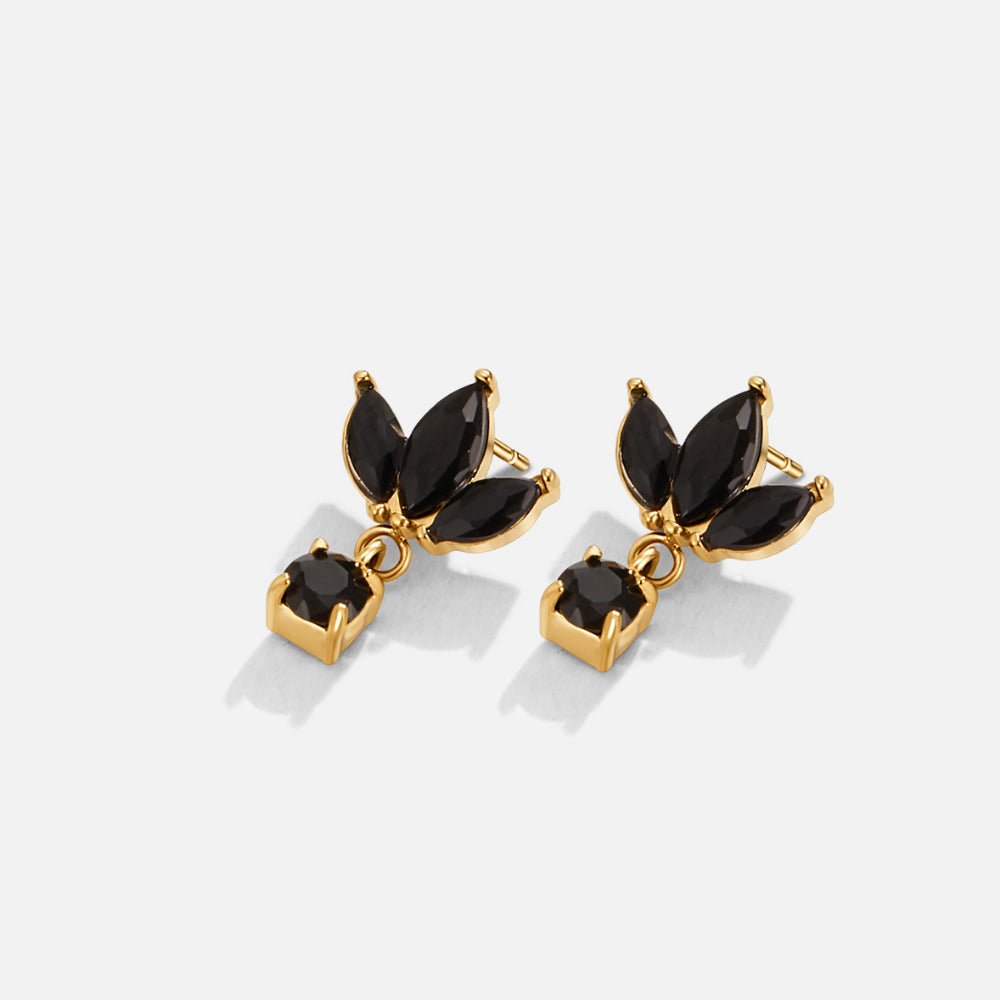 Pendientes Amara flor de cristal negro