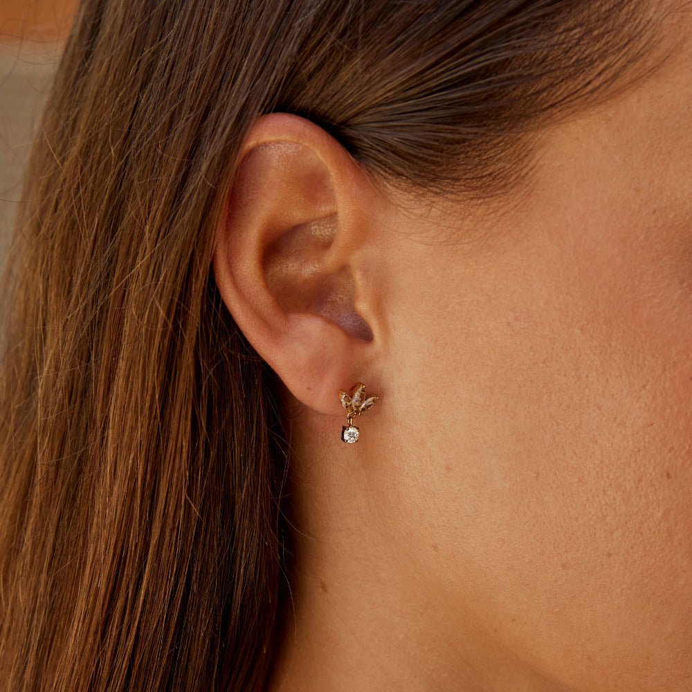 Pendientes Amara flor de cristal blanc