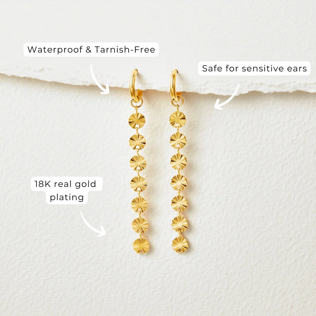 Pendientes disco Amari chapados en oro 18K
