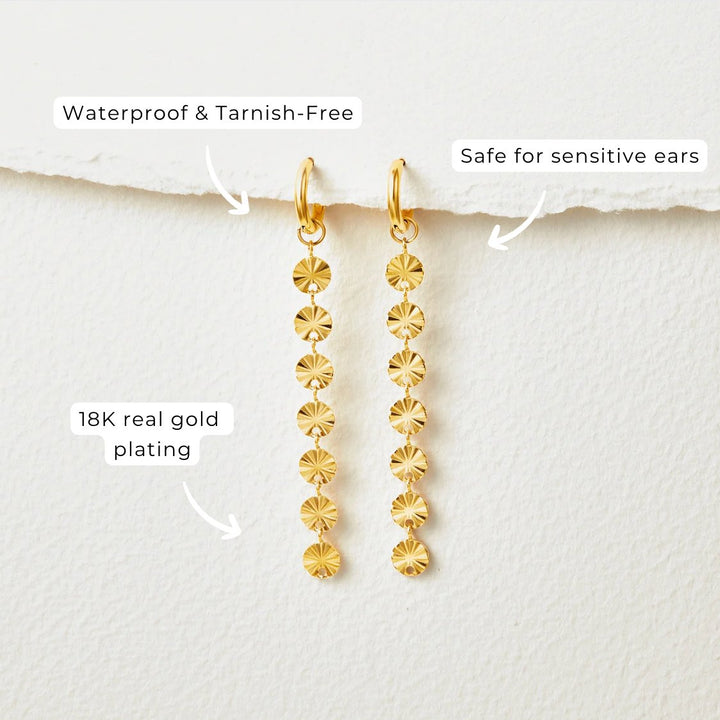 Pendientes disco Amari chapados en oro 18K