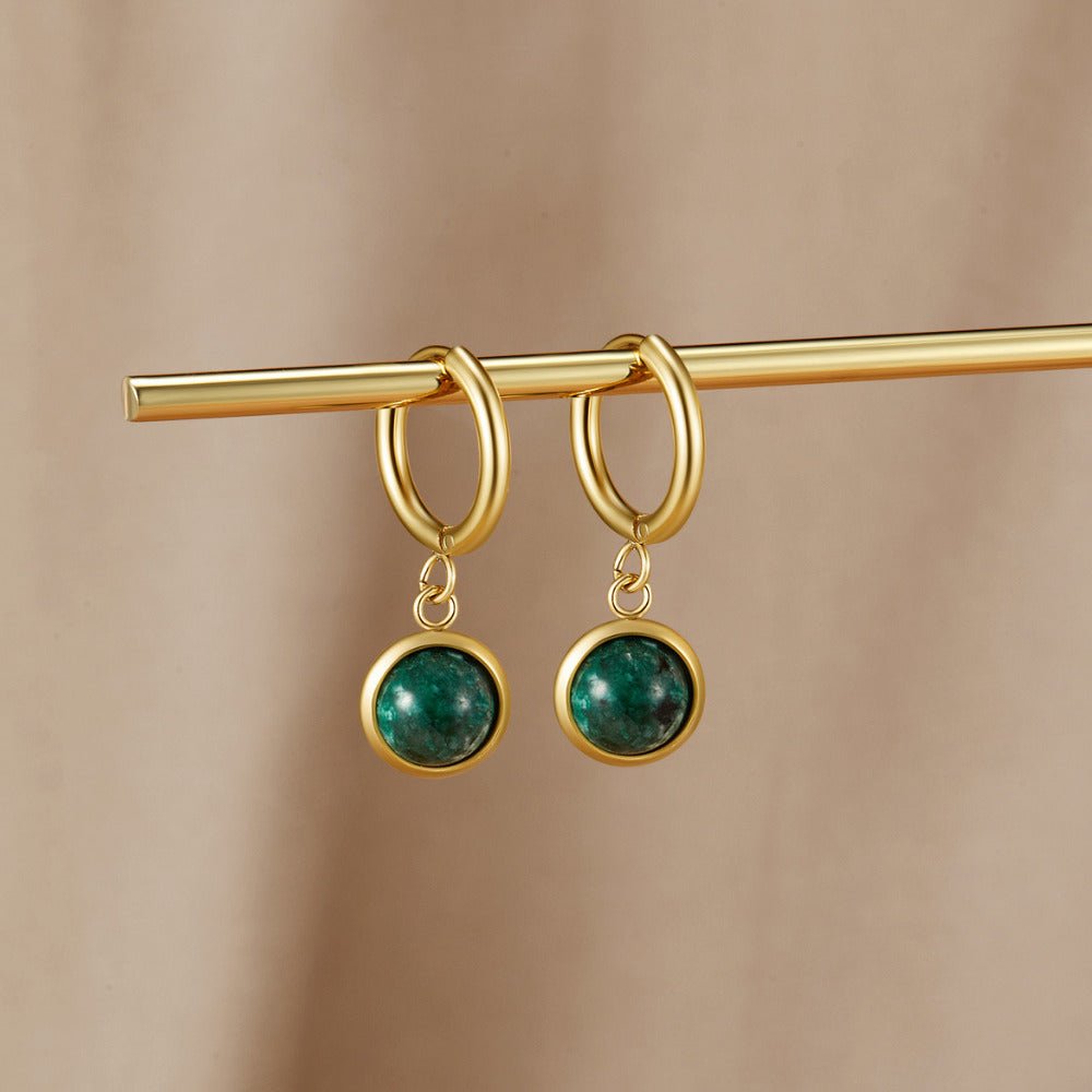 Pendientes de aro Amelia de piedra verde