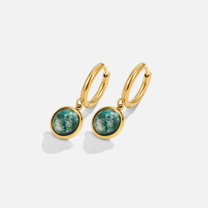 Pendientes de aro Amelia de piedra verde