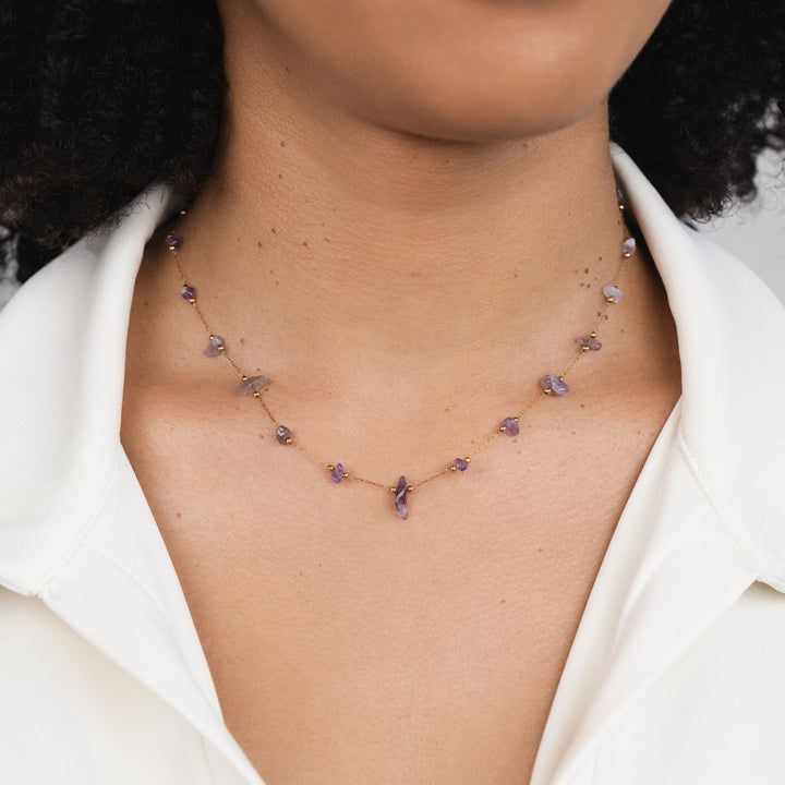 Collar de cristal de amatista con cuenta
