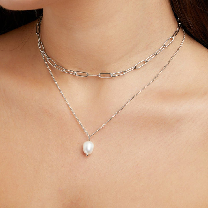 Collar plateado Angela Pearl