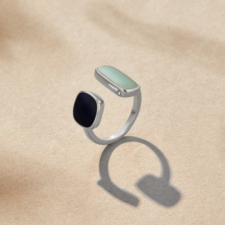 Anillo aguamarina envolvente plateado