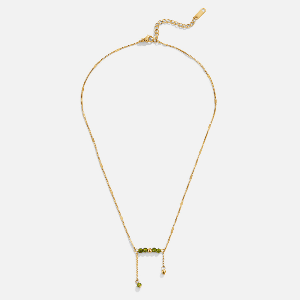 Collar Arizona con borlas de perlas verdes