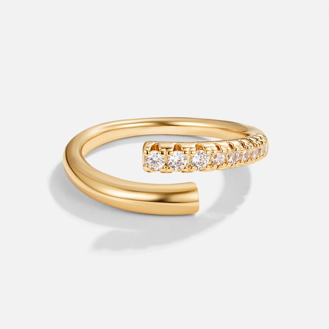 Anillo Arya dorado y cristal